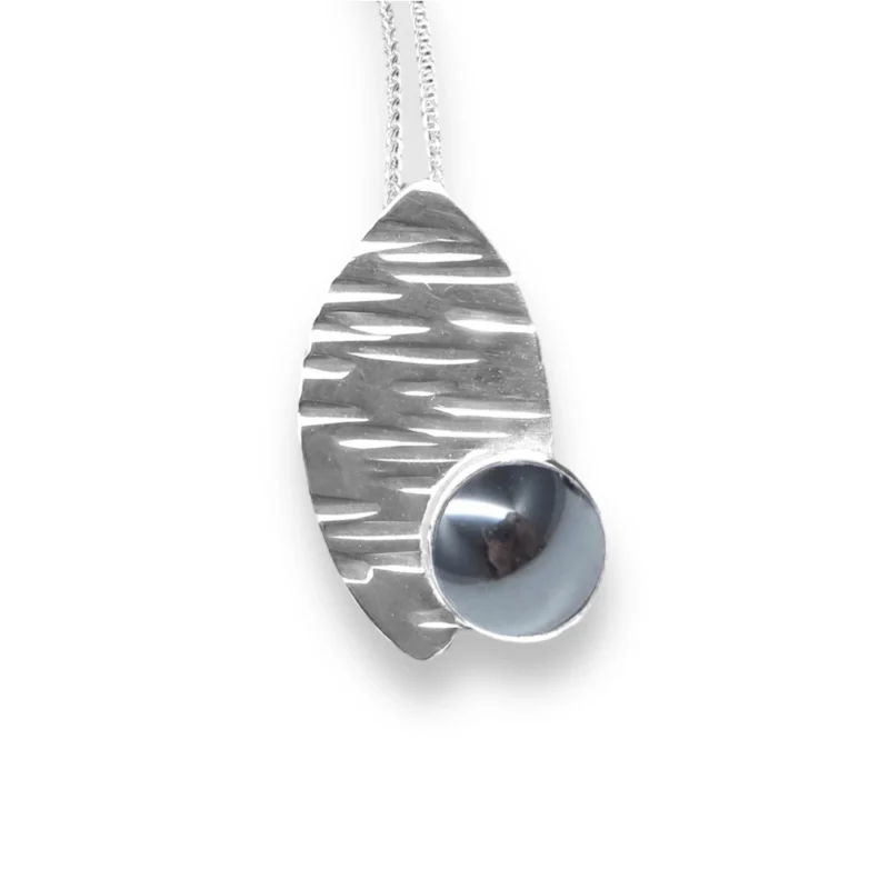 Sterling silver and 8mm Hematite pendant